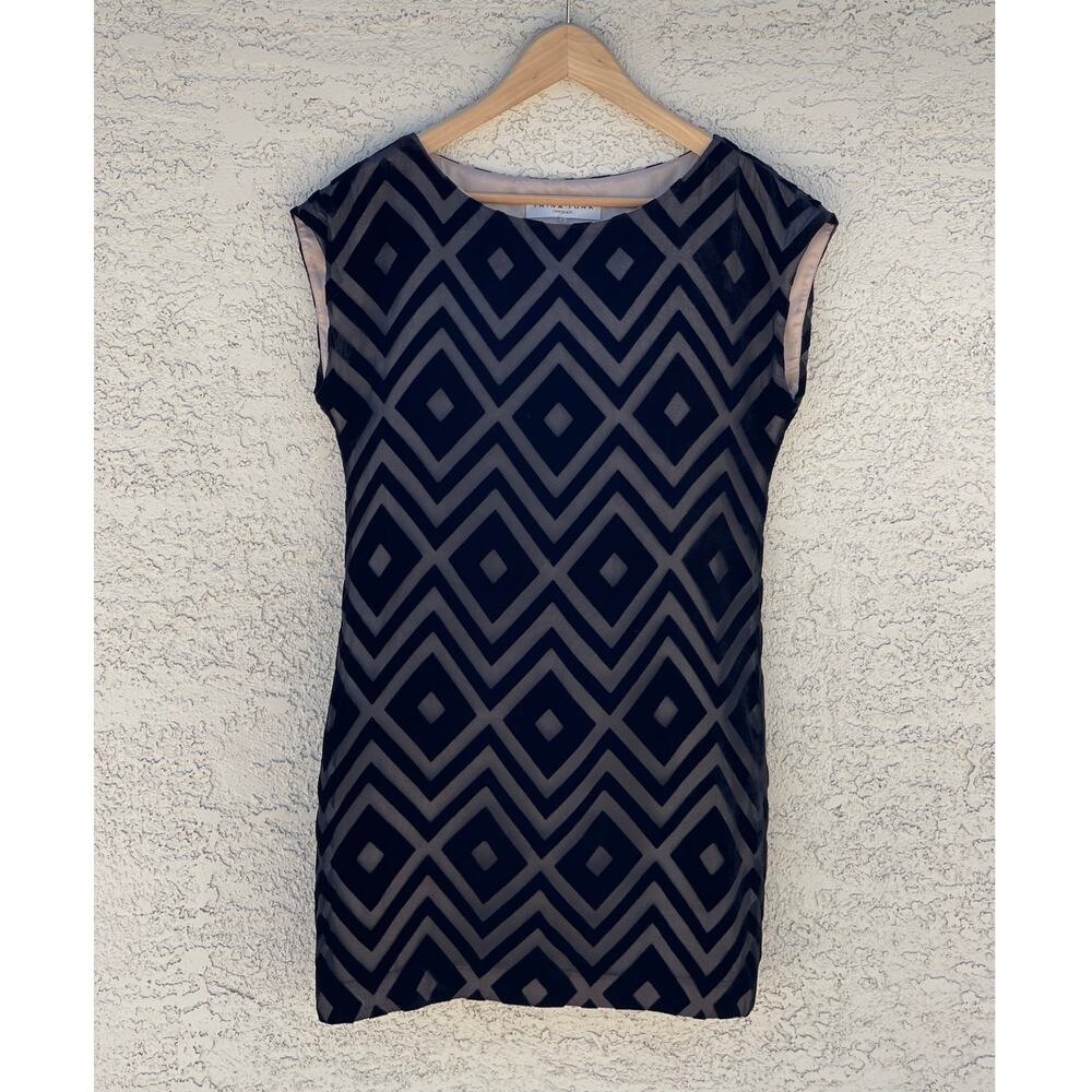 Trina Turk Evening After Five Cocktail Dress Velvet Sheer Ladies Size 4